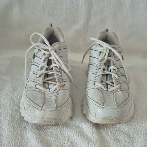 Skechers D-Lites White and Blue Women's Sneakers Laces Size 9